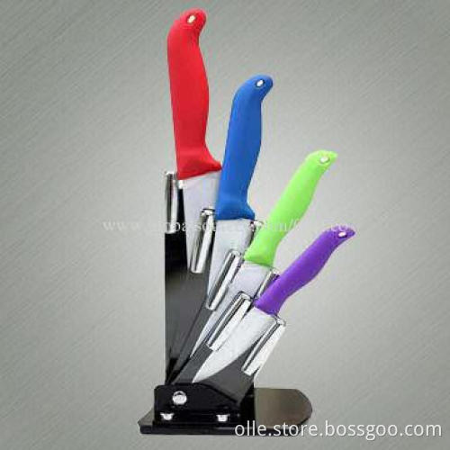 Kitchen Ceramic Knife Set with Colorful Handle and Acrylic Block